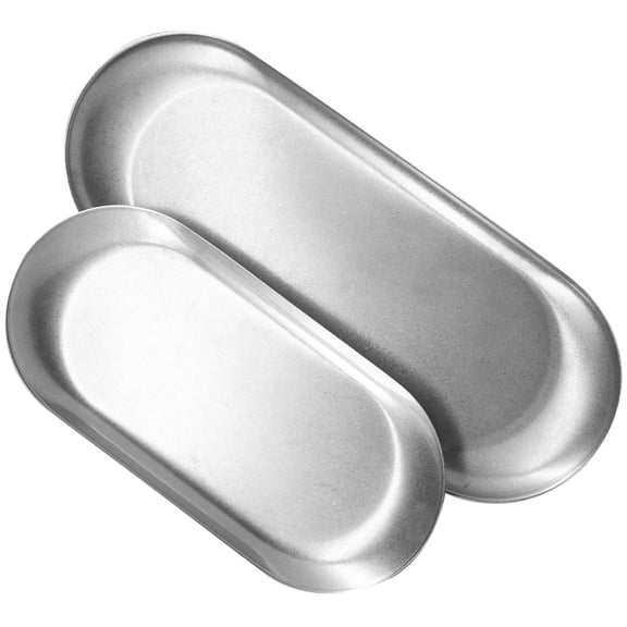 Raindrops Retro Stainless Steel 2-Piece Serving Set Grey Vintage Kitchenware for Home Dining