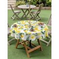 thumbnail image 4 of Outdoor Tablecloth with Umbrella Hole for Patio/Picnic/Party/Camping, Summer Lemon Waterproof Table Cloth Round Cover Washable, Green Botanical Yellow Fruits (Dia 60"), 4 of 9