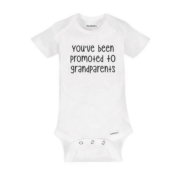 You've been promoted to Grandparents - wallsparks cute & funny - baby one piece bodysuit Surprise baby birth pregnancy announcement - Baby Shower Gift - White Newborn Size (0-3 Mos)