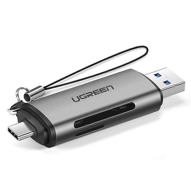 Universal micro SD card reader for USB 3.0 and USB-C 3.0, gray
