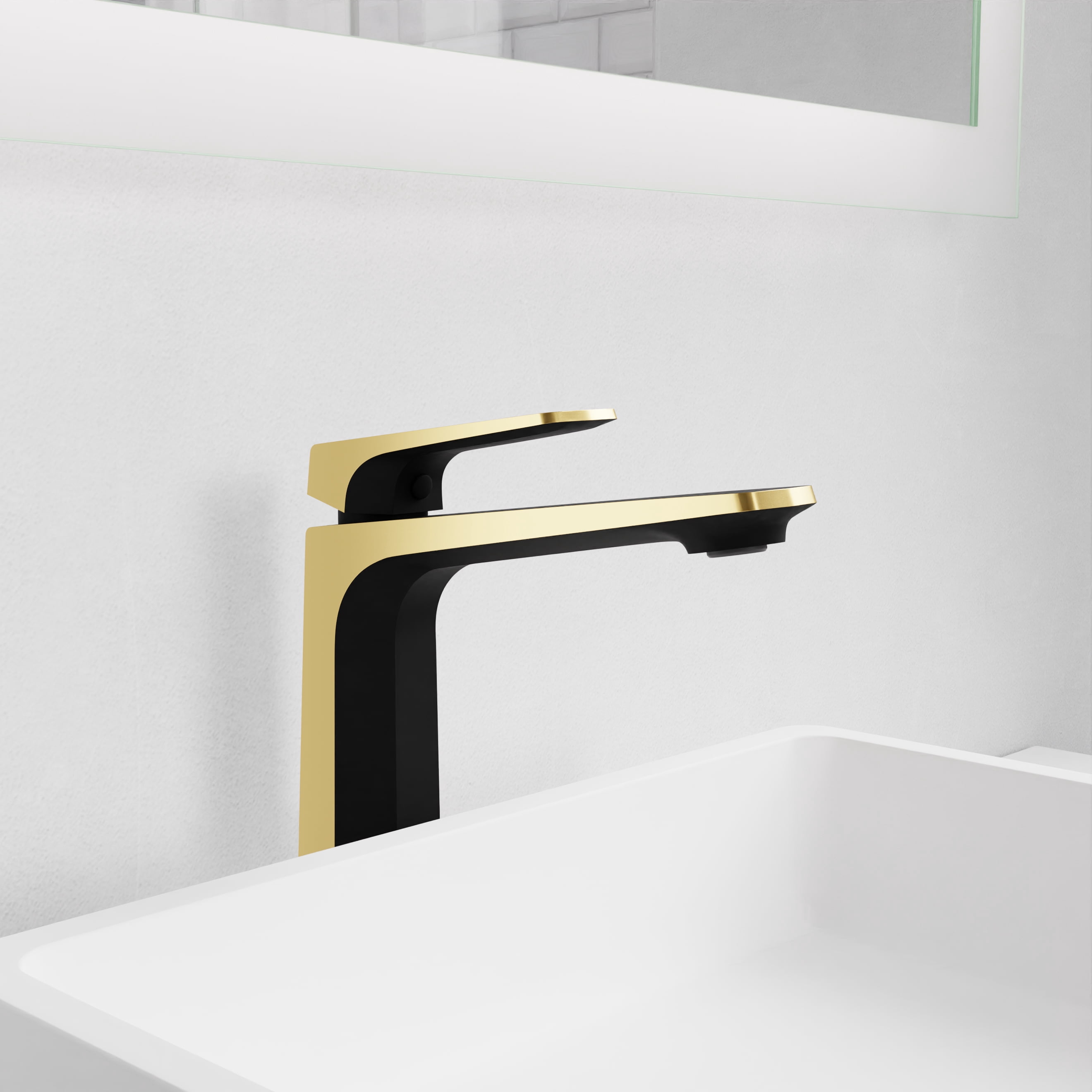 ANZZI Single Handle Single Hole Bathroom Vessel Sink Faucet With Pop-up Drain in Matte Black & Brushed Gold