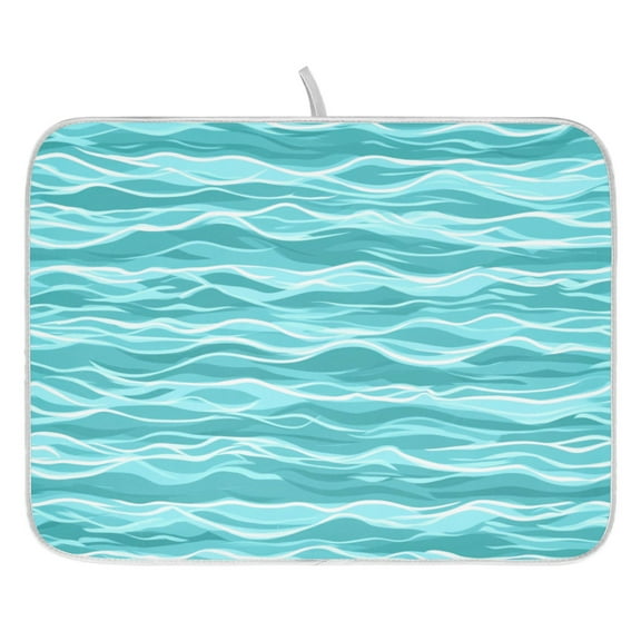 Teal Ocean Dish Drying Mat for Kitchen, Quick Drying Absorbent Soft Durable 16" x 18"