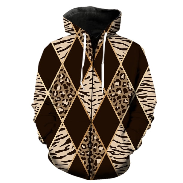 Sudadera con capucha y cremallera con estampado 3D de animales abstractos para hombre, ropa de calle para adolescentes, gran oferta 2024, divertida y genial, estilo Harajuku de manga larga de gran tam