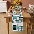 thumbnail image 3 of Teal Abstract Geometric Retro Mid Century Table Runner 70 Inches Long,Kitchen Dining Tablerunners Nordic Style Linen Table Runners Dresser Scarves for Home Dinner Wedding Holiday Party Decor, 3 of 9