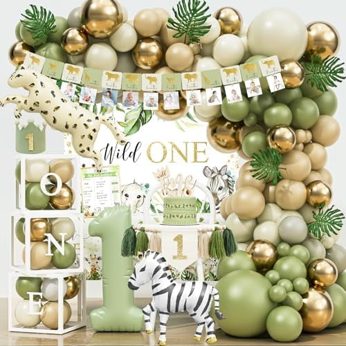 Wild One Birthday Decorations Party Supplies, Jungle Theme First Birthday Decorations for Boy or Girl$$Home Decor, Kitchen, & Other