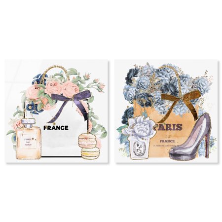 Glam Parisian Fashion Books Set Acrylic Fashion Wall Decor by Art Remedy, Ready to Hang, 12 x 12