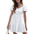 thumbnail image 2 of Vestido con mangas con volantes, vestido de mujer con botones, vestido de verano redondo, vestido plisado informal, calidad profesional, 2 of 6