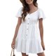 thumbnail image 2 of Vestido Con Botones Para Mujer, Cuello Redondo, Tela Suave, Informal, Plisado, Mangas Con Volantes Para Uso Diario ANGGREK Otros, 2 of 6