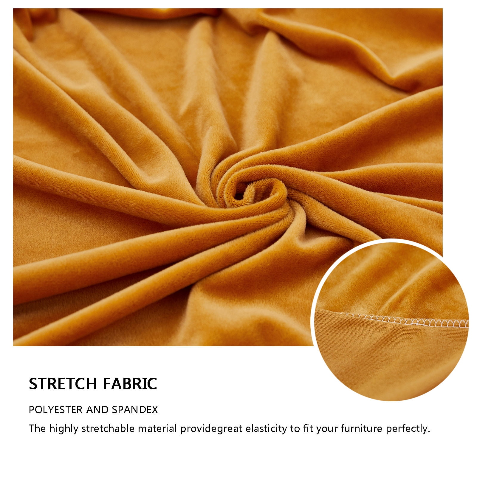 Velvet 1 2 3 Cushion Couch Cushion Cover for L-Shaped Sofa Chaise Longue Sofa Slipcover, Stretch Sofa Cover Non-slip Soft Furniture Protector -Orange-Chair