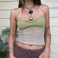 thumbnail image 1 of Chaleco Sin Mangas Mujeres Hot Girl Sling Vest Simple Y2K Knit Splicing Summer Camisole (Verde S) Cgtredaw Para estrenar, 1 of 6