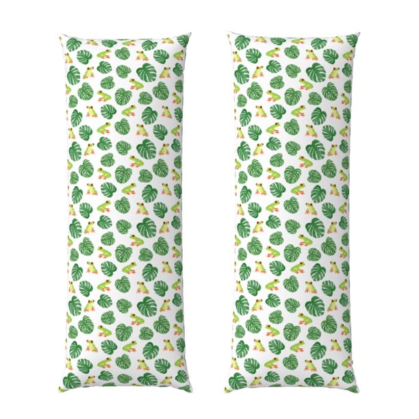 Fotbe Frogs And Tropical Leaves Funda para Almohada Corporal con Diseño, Funda de Microfibra Ultrasuave de 20x54 Pulgadas, Ropa de Cama Elegante