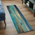 thumbnail image 3 of Teal Golden Oil Painting 2'x6' Runner Rugs for Hallway Kitchen Bedside Non Slip Washable, Modern Art Retro Abstract Entryway Rug Runners with Rubber Backing, Long Carpet Runner for Laundry Room, 3 of 8