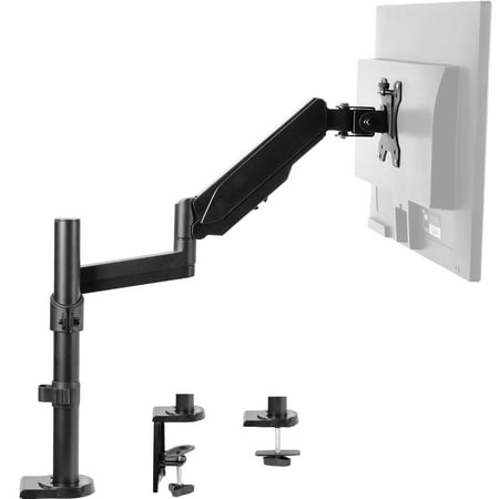 VIVO Black Single Monitor Pneumatic Spring Arm Sit-Stand Desk Mount for One Screen up to 32