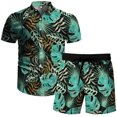 thumbnail image 4 of Summer Savings Clearance! Edvintorg Summer Men's Hawaiian Suit Short Sleeve Printed Button Shirt Beach Shorts Sets Street Casual Men's Suit 2 Pieces Men Clothing, 4 of 6