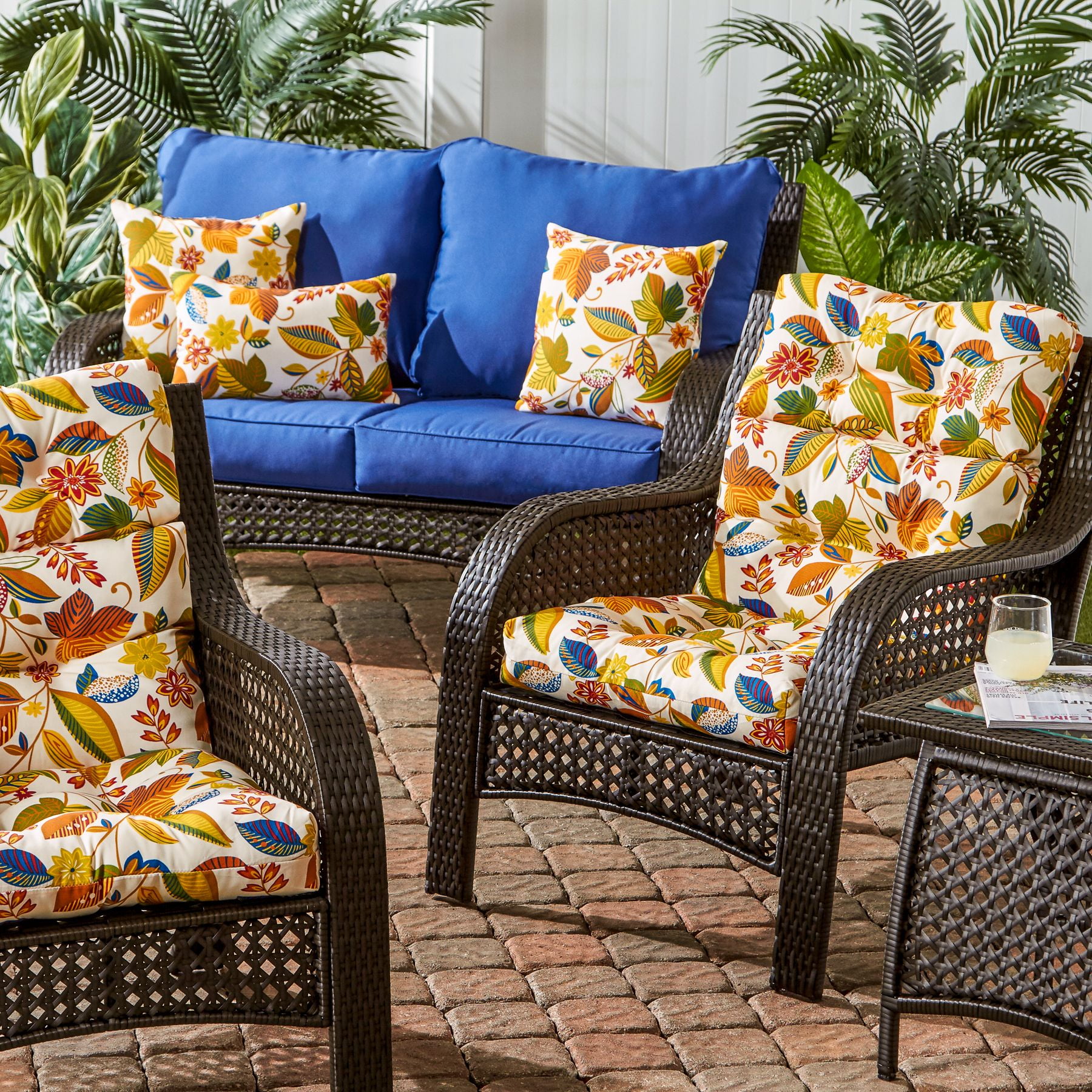 Esprit Floral Outdoor High Back Chair Cushion