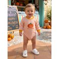 thumbnail image 4 of BemeyourBBs Newborn Baby Boys Girls My First Halloween Outfit Baby Girl Boy Fall Clothes Waffled Striped Bubble Romper Letter Pumpkin Embroidery Long Sleeve Jumpsuit Bodysuits Playsuit, 4 of 9