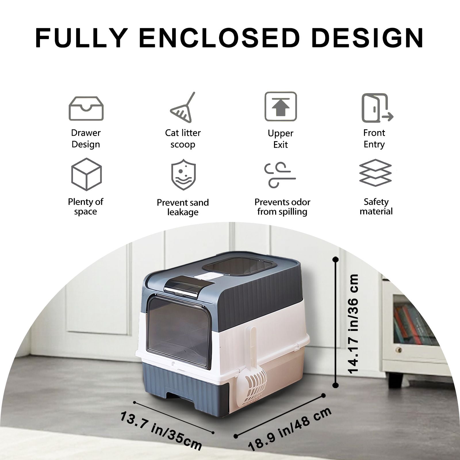 Ultimate Enclosed Cat Litter Box with Easy Clean Drawer & Anti-Spill Design for Large Capacity