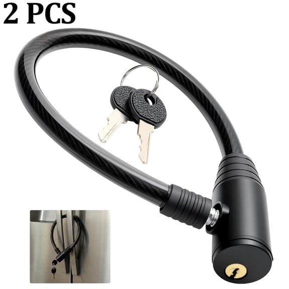 2 PCS Child-Proof Refrigerator Lock for Kids & Adults,Cabinet locks with keys-Lock for French Door Fridge and Cabinet (Regular, Black)