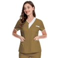 thumbnail image 1 of Bata quirúrgica de hospital, bata de médico de manga corta, bata de enfermera de algodón con cuello en V, ropa de trabajo para técnicos, ropa para mujeres, clínica, salón de belleza, top, 1 of 6