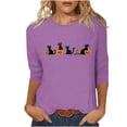 thumbnail image 2 of Women's Casual Crewneck T-Shirts Halloween Black Cat Jack-o-Lantern Graphic Print Long Sleeve Tops Comfortable Fall Pullover Tees Festive Party Clothing, 2 of 5