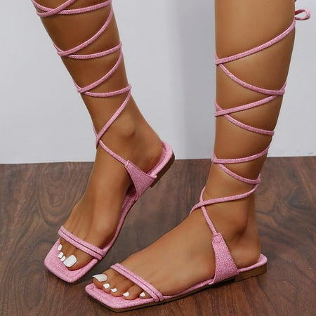 

Yedhsi New Strap Sandals Solid Color Flat Sandals Women s Sandals