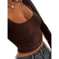 thumbnail image 4 of Fortune Haut à Manches Longues Col Rond pour Femmes, T-Shirt Basique Ajusté, 4 of 9