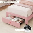 thumbnail image 5 of Twin Bed Frames with Drawer, Velvet Upholstered Twin Size Bed Frame with LED Lights, Twin Size Platform Bed for Girls, Boys, Sturdy Platform Bed, 5 of 7