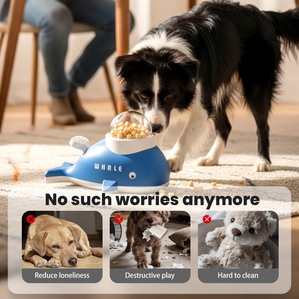 Interactive Treat Toy for Dogs, Whale-Shaped Slow Feeder Puzzle Toy for Small to Large Breeds, Dog Enrichment, Training, Exercise & Boredom Relief(RL  ABS 1 PC)