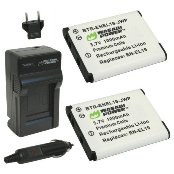 Wasabi Power Battery (2-Pack) and Charger for Nikon EN-EL19