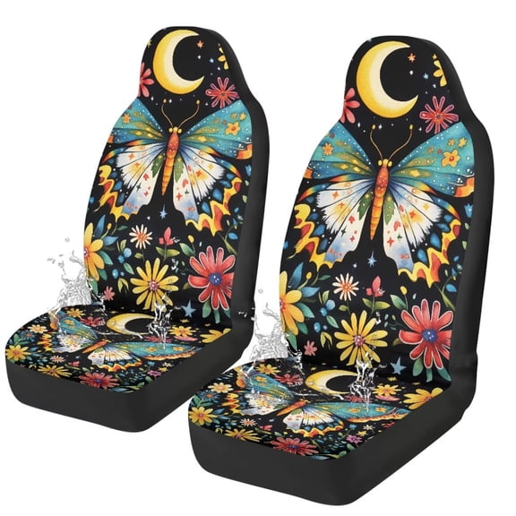 Uorisanigo Colorful Butterfly Car Front Seat Cover, Women's Auto Car Seat Covers Protector Universal Car Interior Accessories Automobile Seat Cover for Most Cars Truck Van SUV, 2 Pack
