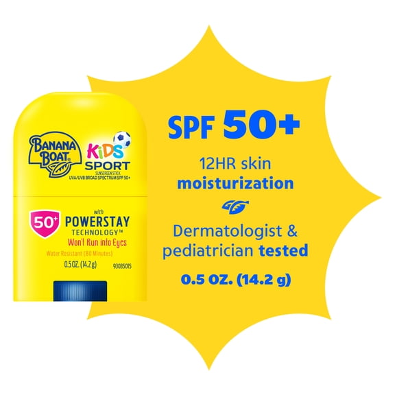 Banana Boat Sport Kids Sunscreen Stick SPF 50,Travel Sunscreen for Kids, 0.5 oz