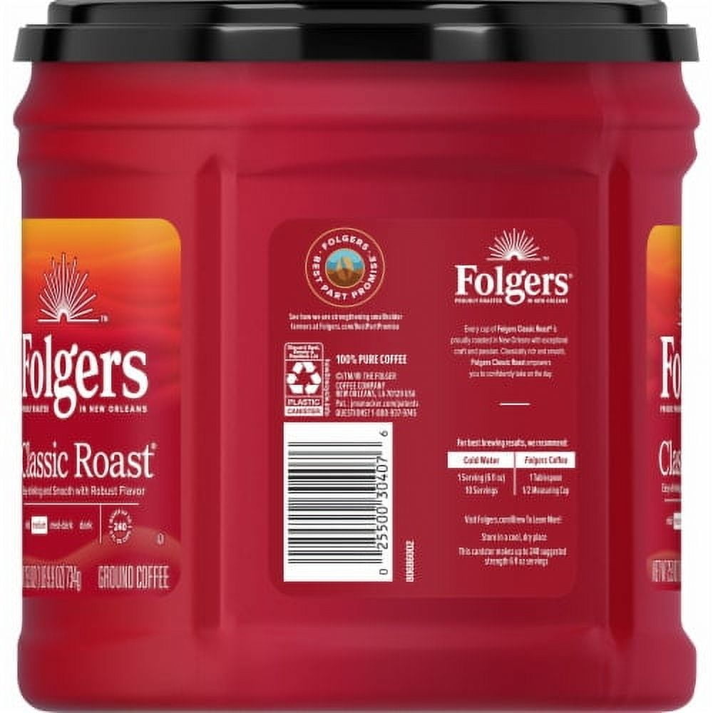 2 Pack Folgers Classic Roast Medium Roast Ground Coffee