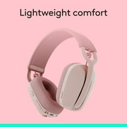 Logitech Zone Vibe 100 Wireless Over Ear Headphones with Noise Canceling Microphone, Works with Teams, Google Meet, Zoom, Mac/PC, Rose