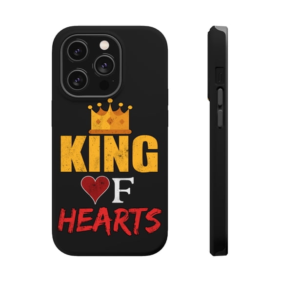 DistinctInk Tough Case for Apple iPhone 15 PRO (6.1" Screen), Compatible with MagSafe Charging - King Of Hearts