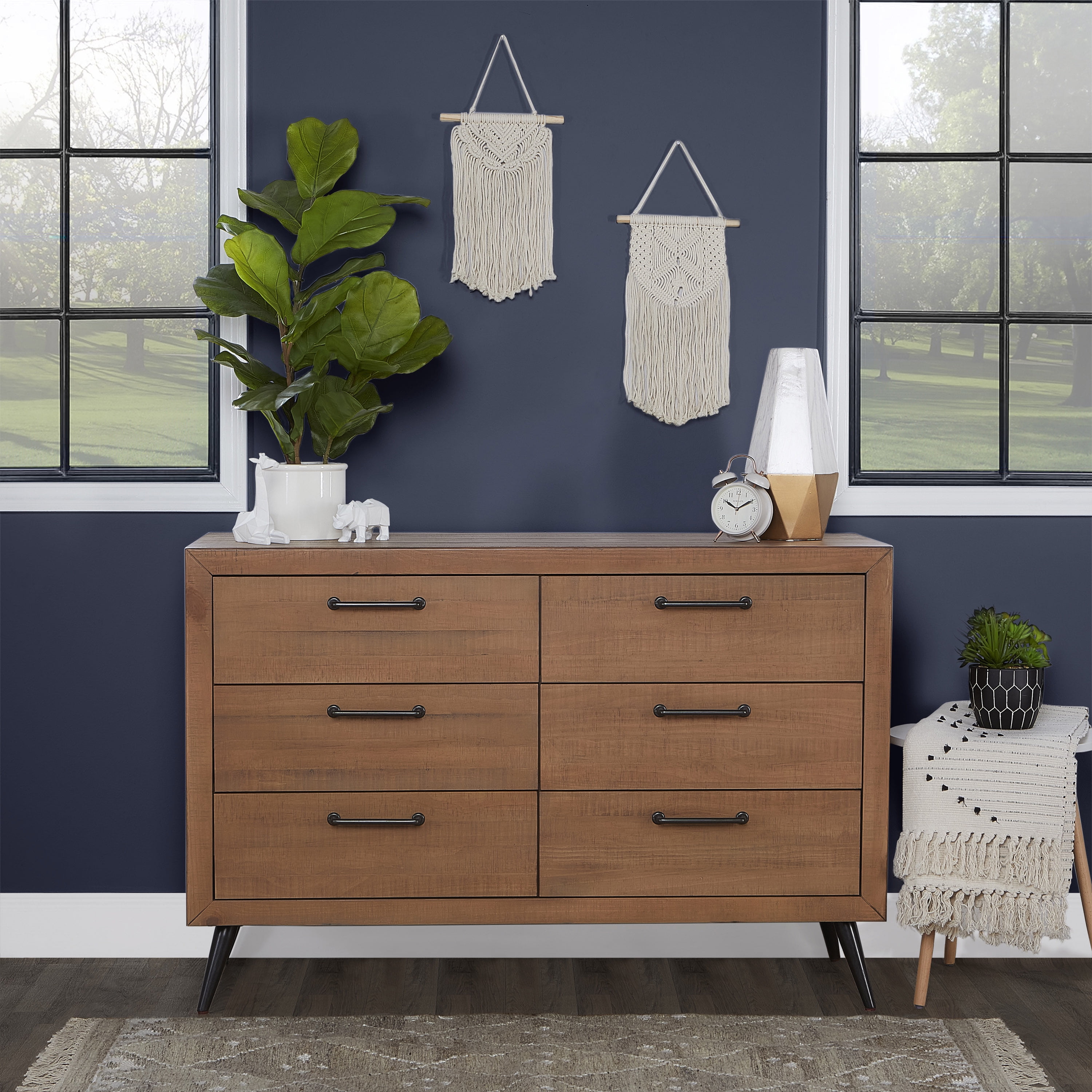 Evolur Nursery Essentials Bundle of Stilnovo Mid Century 4-in-1 Convertible Crib, Stilnovo Mid Century Double Dresser & Harlow Deluxe Glider with Massager, with a Premium Dream On Me Crib Mattress