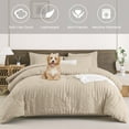thumbnail image 4 of ANGENIA Queen Comforter Set Khaki, 3 Pieces Soft Fluffy Seersucker Bedding Comforter Sets for Queen Bed, Lightweight Farmhouse Down Alternative Bed Set for All Seasons, 4 of 7