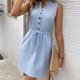 thumbnail image 4 of mfyjkho Vestidos para mujer, Vestido de mujer con cuello alto, sin mangas, corte en A, con solapa y sin mangas Vestidos festivos l, 4 of 9