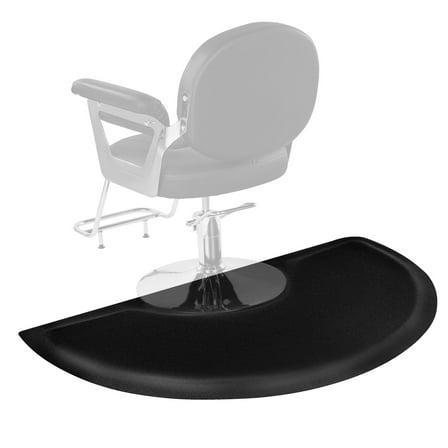 VEVOR Salon Mat for Hair Stylist, 3 x 5 FT Semi-circle Salon Chair Mat, 1/2-inch Thickened Anti Fatigue Barber Shop Floor Mat with Round Cut Out, Easy-to-Clean PVC Surface & Anti-Trip Beveled Edges