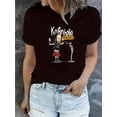 thumbnail image 1 of Medium Stretch Cotton Blend Women's Cartoon Character Print T-Shirt Casual Crew Neck Tee for All Seasons, 1 of 6