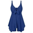 thumbnail image 7 of Oplxuo Tankini Swimsuits for Women Tummy Control Two Piece Bathing Suits Tie Front Ruffled Cover Up Romper Swimwear, 7 of 7
