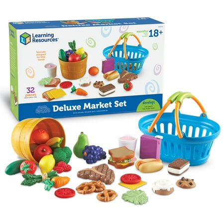 Learning Resources New Sprouts Deluxe Market Set, Play Food, Girls and boys, Ages 18mos+