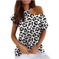 thumbnail image 1 of Mujeres Verano Cuello Redondo Manga Corta Estampado Sin Tirantes Camiseta Tops Blusas OAVQHLG3B Store  lin121212, 1 of 4