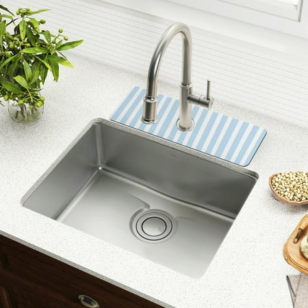 

Light Blue and White Stripes Faucet Mat for Kitchen Sink 15 Sink Splash Guard Mat Super Absorbent Fast Drying Drain Pad