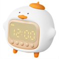 thumbnail image 1 of BR Lindo reloj despertador con forma de pato, luz nocturna recargable de silicona blanca y tono de llamada DIY, lámpara portátil para decoración de dormitorio infantil, 1 of 5