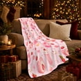 thumbnail image 3 of Strawberry Cakes And Milkshakes With Sweet Hearts, Soft Flannel Blanket with Sweet Watercolor Repeat Print, Housewarming Gift and Home Decor for Bedroom and Living Room, 3 of 7