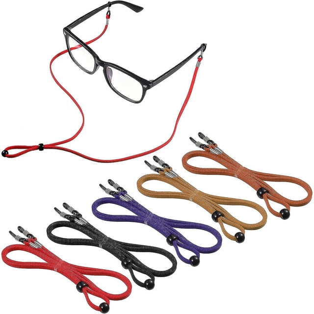 5 Pcs Chaînes de Sangle de Lunettes Réglables, Multi-Couleurs en Cuir Pu