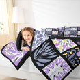 thumbnail image 4 of jejeloiu Abstract Floral 7 Pieces Full Size Bedding Sets For Girls,Patchwork Print Full Size Bed in a Bag,Purple Black White,Black Reversible, 4 of 7