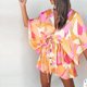 thumbnail image 4 of Vestidos casuales de verano con cordón de media manga y cuello en V con botones estampados en la parte delantera para mujer Fridja yut3545, 4 of 6