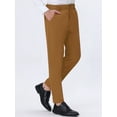 thumbnail image 2 of INSPIRE CHIC Brown Dress Pants for Men's Straight Fit Solid Color Flat Front Chino Trousers 36, 2 of 6