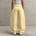 thumbnail image 6 of Women's Foldover Waist Sweatpants Loose Fit Casual Bottoms Solid Color Drawstring Wide Leg Trousers With Side Pockets, 6 of 6